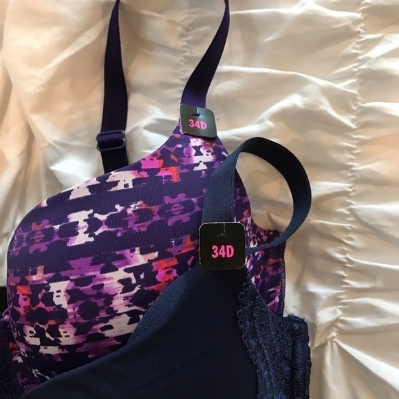 Lot of 2 La Senza Demi Bra Purple Blue 34D NEW - Picture 2 of 5
